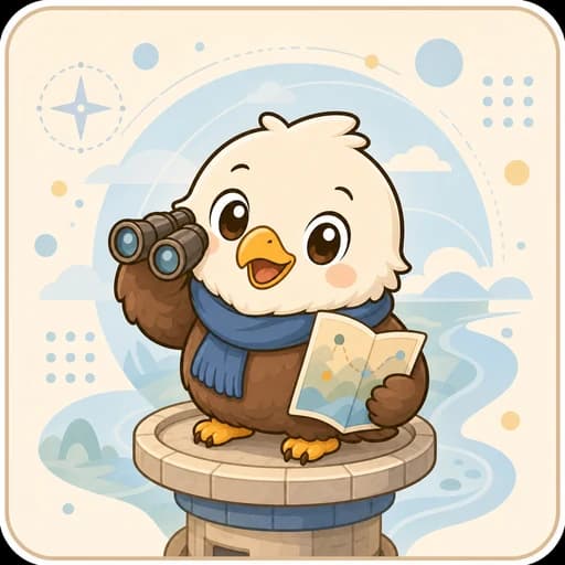 双眼鏡と地図を持つワシのAIコーチ